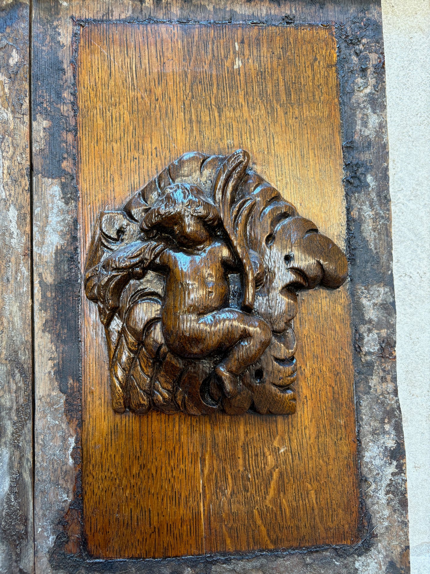 Set of Five 18th-Century Carved Oak Panels – Cherub & Putti