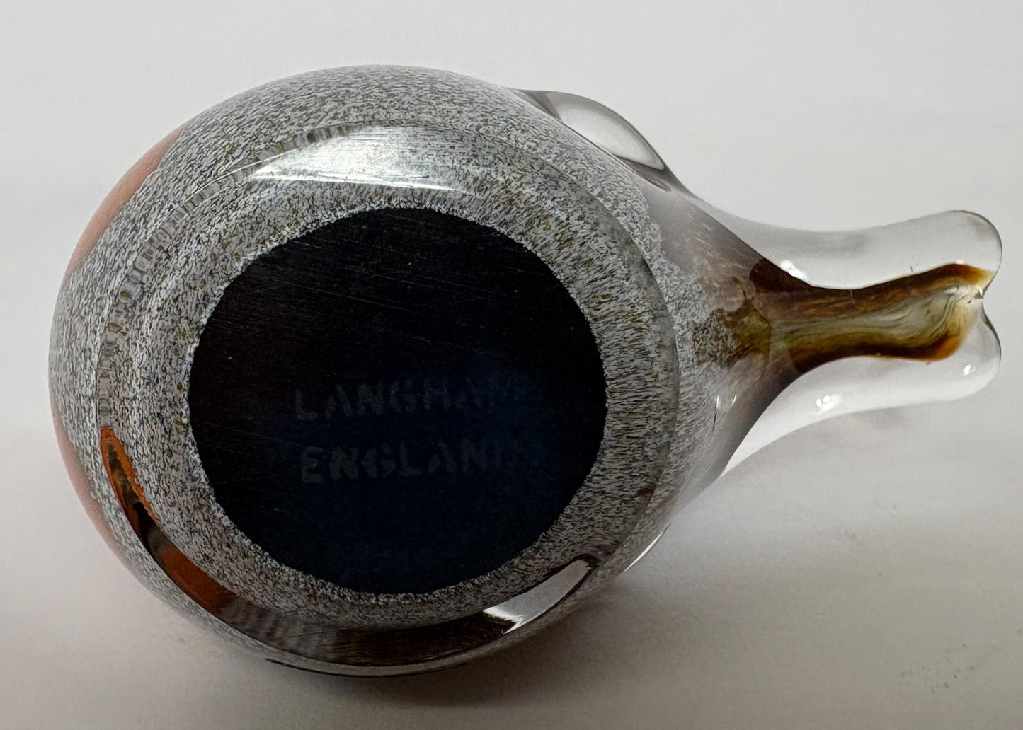 Vintage Langham Glass Robin Paperweight – Hand‑Blown Art Glass Bird, Made in England