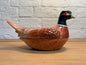 Vintage Michel Caugant Faïence Pheasant Terrine – French Hand‑Painted Lidded Dish, c.1970s