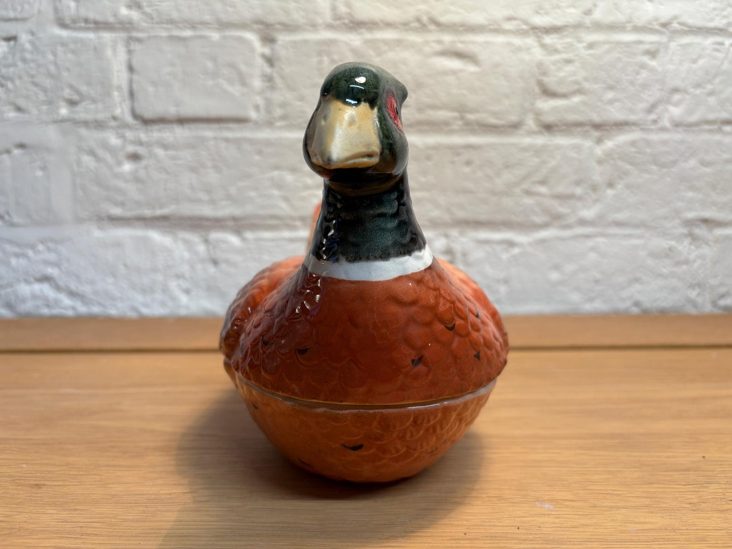 Vintage Michel Caugant Faïence Pheasant Terrine – French Hand‑Painted Lidded Dish, c.1970s