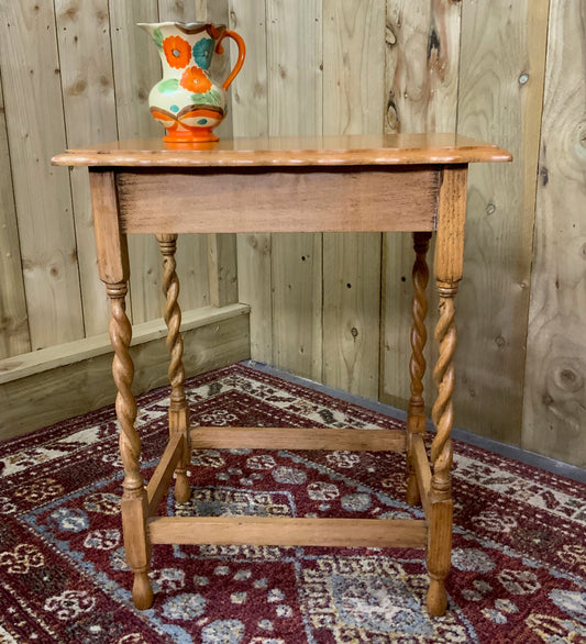 Light Oak Barley Twist Side Table