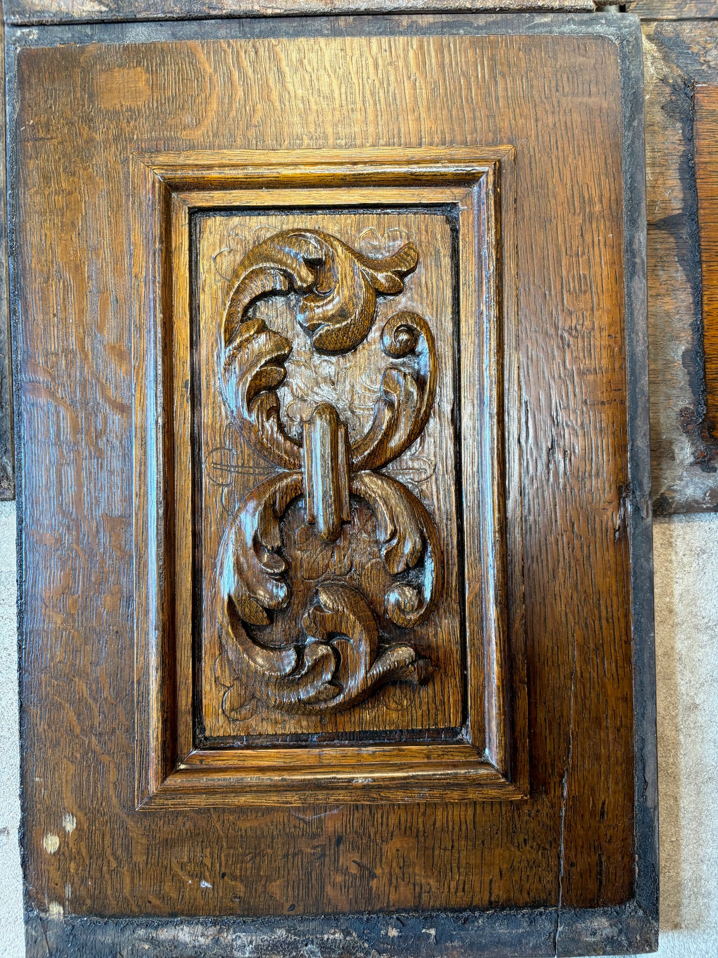 Set of Five 18th-Century Carved Oak Panels – Cherub & Putti