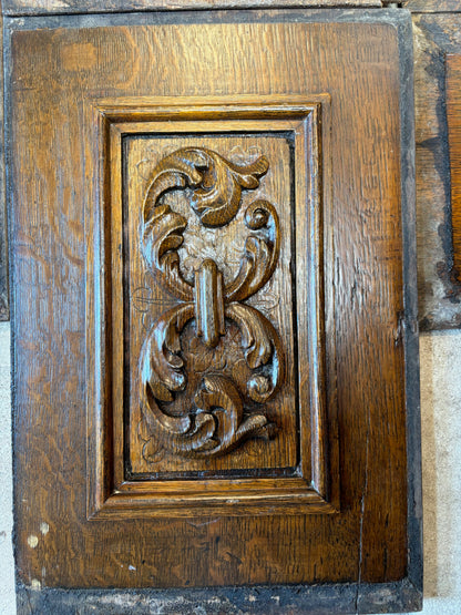 Set of Five 18th-Century Carved Oak Panels – Cherub & Putti