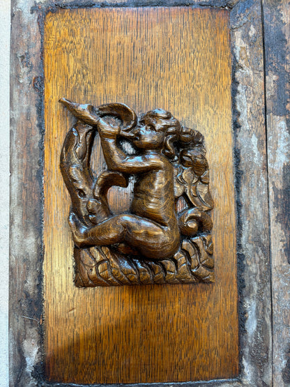 Set of Five 18th-Century Carved Oak Panels – Cherub & Putti