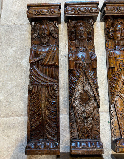 Set of Six 18th-Century Carved Oak Architectural Mounts