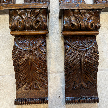 Set of Six 18th-Century Carved Oak Architectural Mounts
