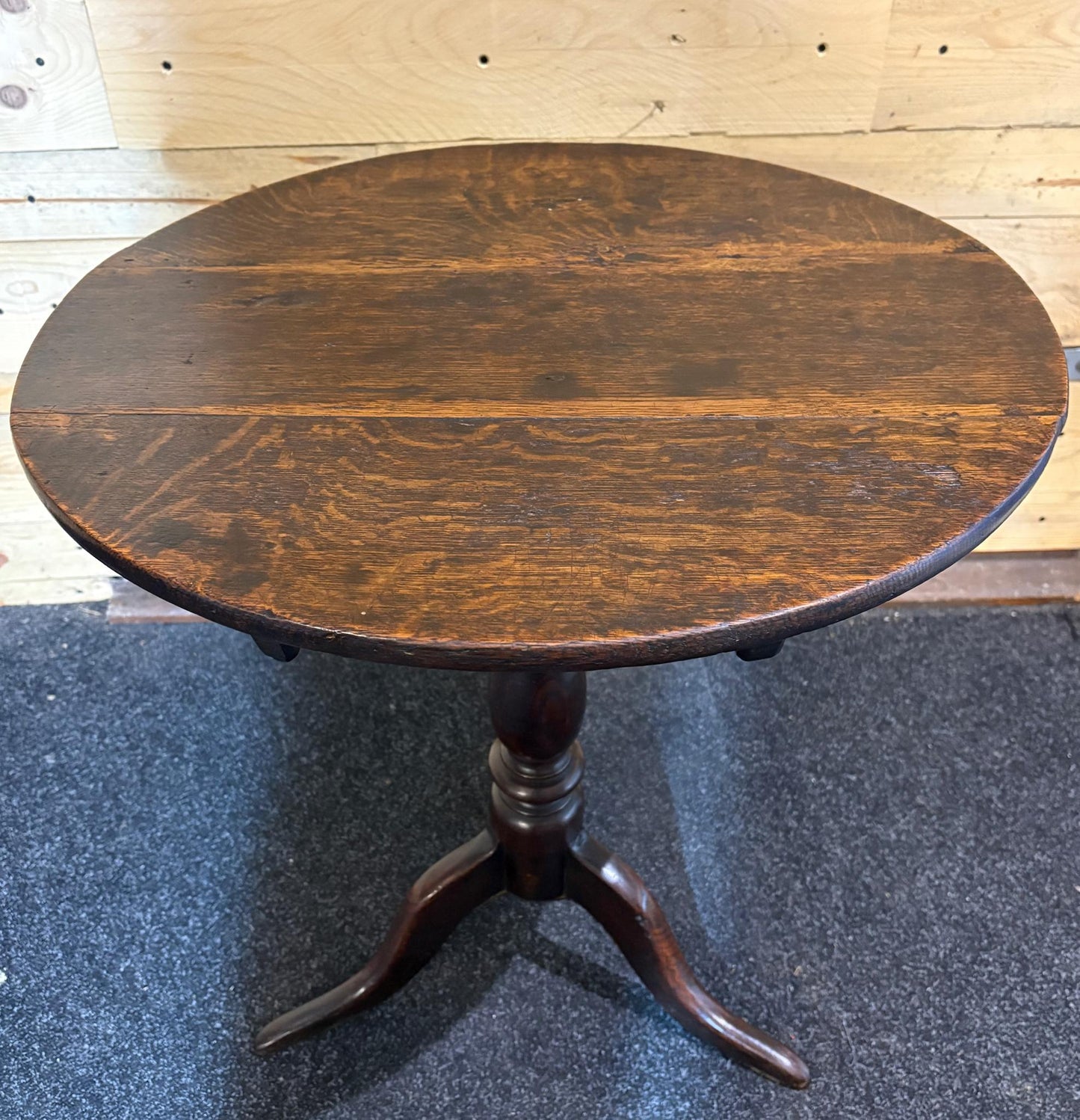 Early Victorian Oak Snap‑Top Tripod Table