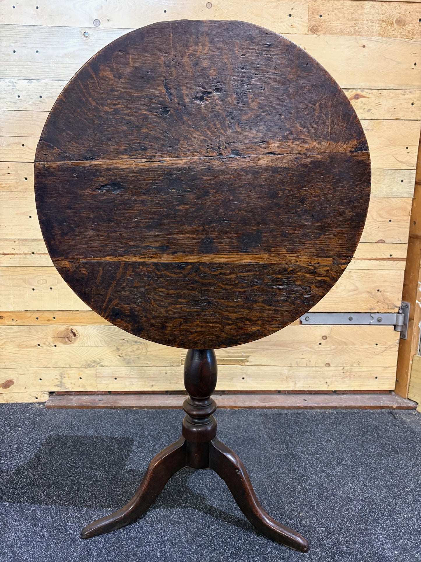 Early Victorian Oak Snap‑Top Tripod Table