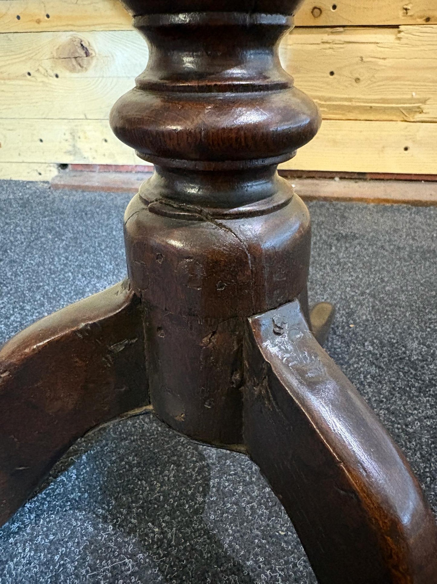 Early Victorian Oak Snap‑Top Tripod Table
