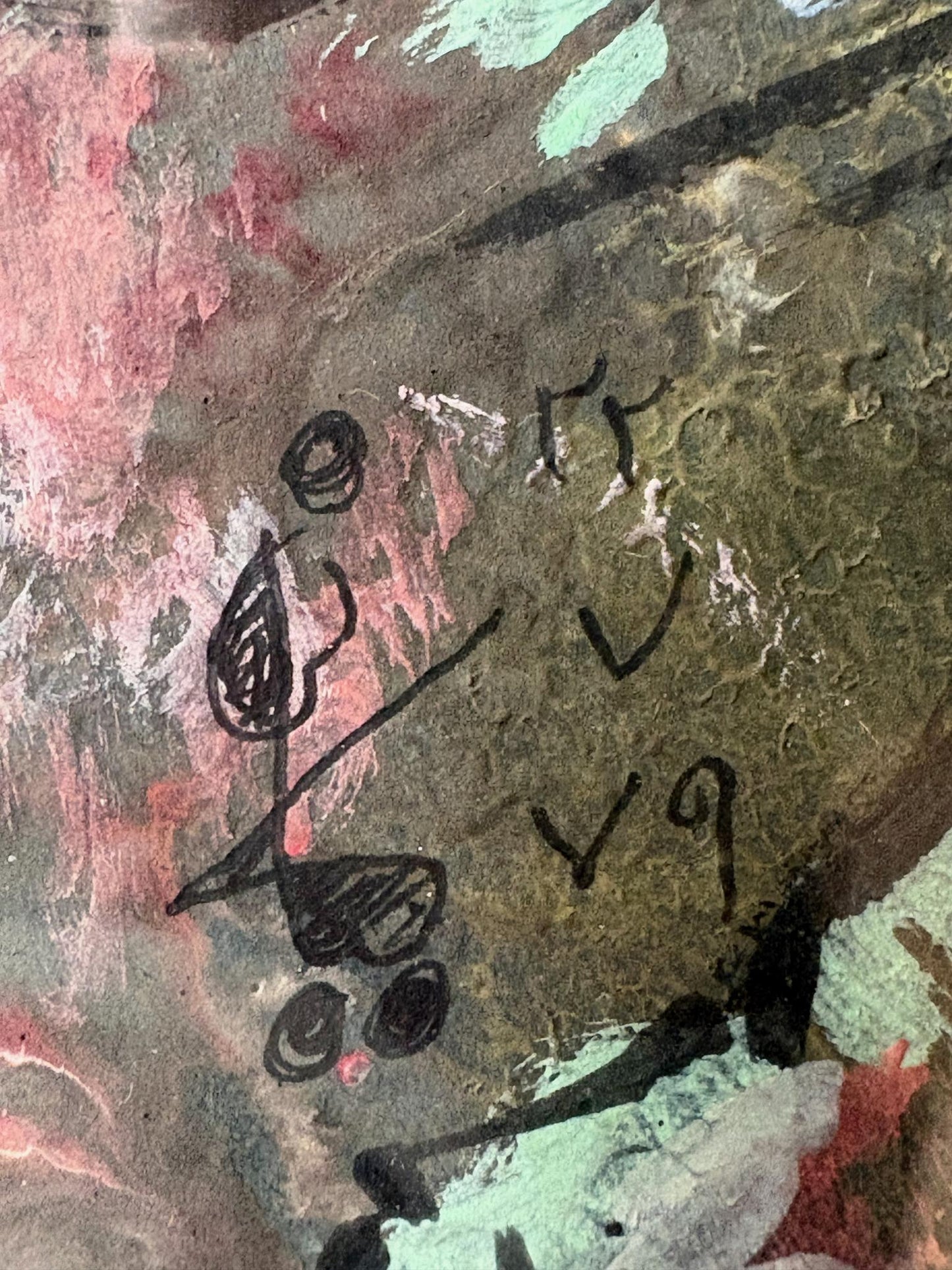 Mohsen Keiany (Kiani), “Old Man and Goats” – Early Mixed‑Media on Paper, Signed, Framed