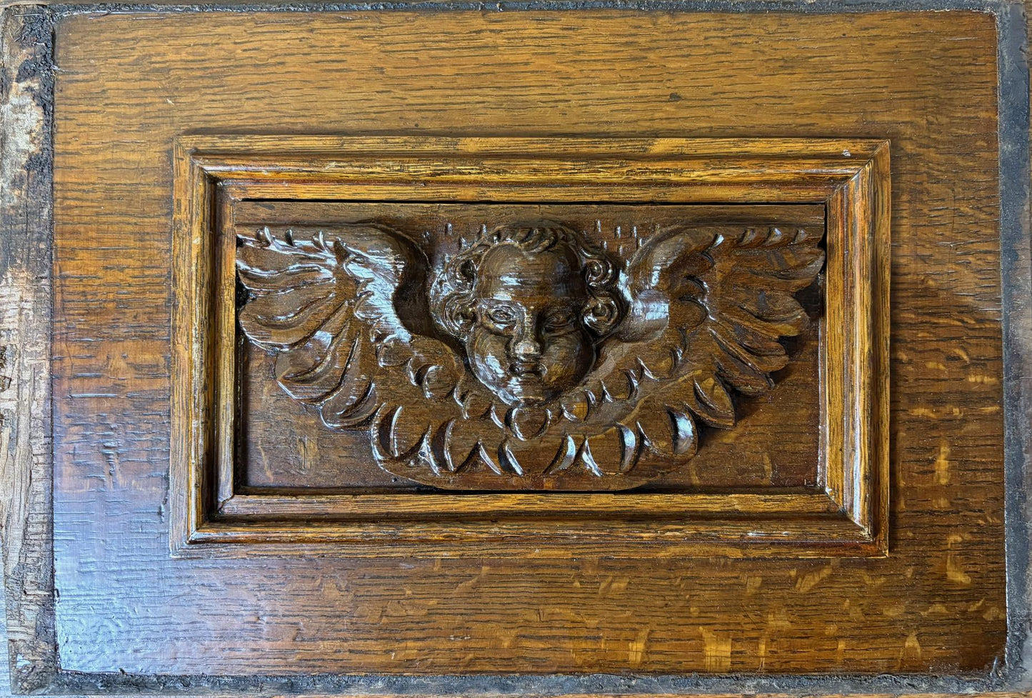 Set of Five 18th‑Century Carved Oak Panels – Cherub & Putti