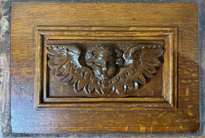 Set of Five 18th‑Century Carved Oak Panels – Cherub & Putti