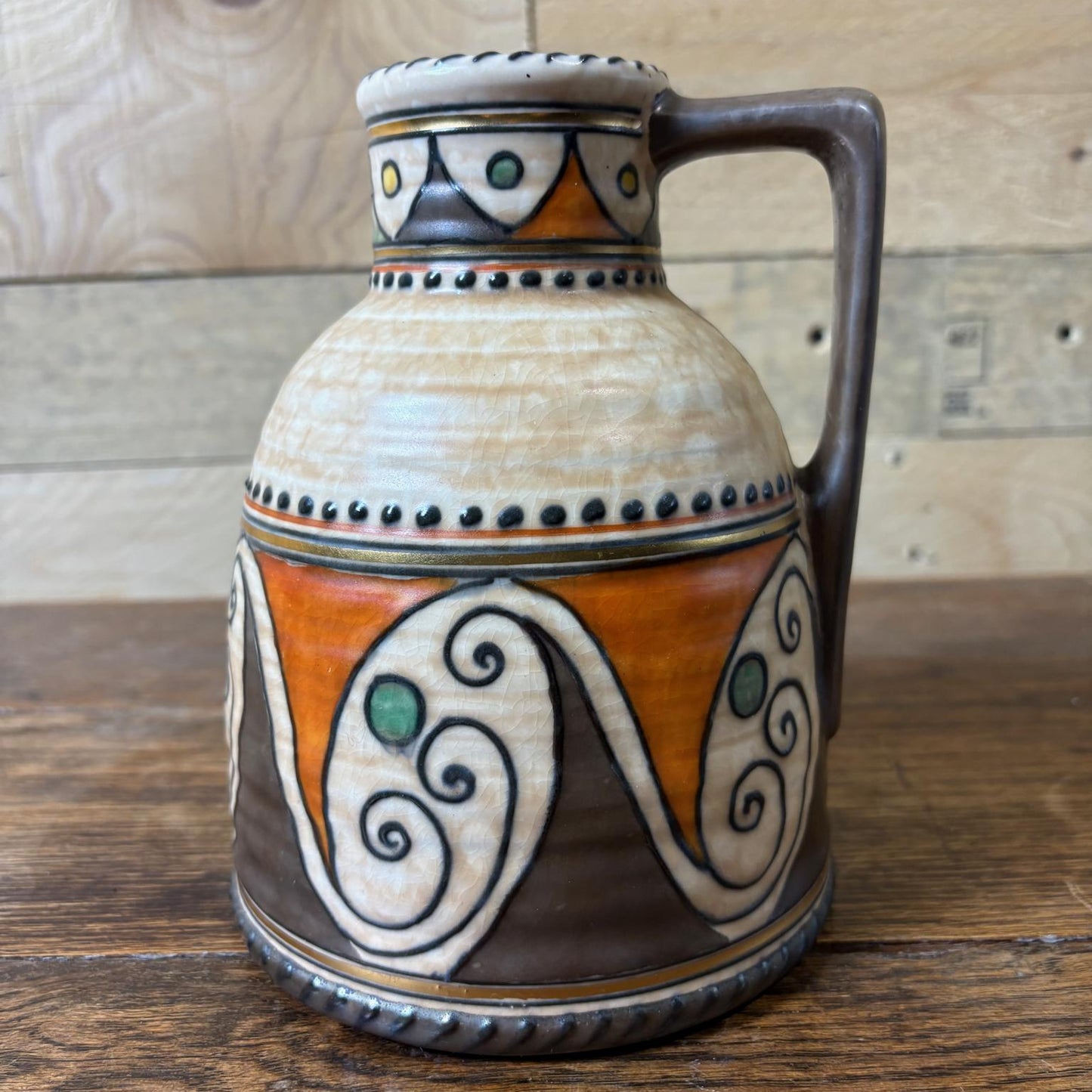 Charlotte Rhead for Crown Ducal Tube‑Lined Handled Vase, Pattern 4926