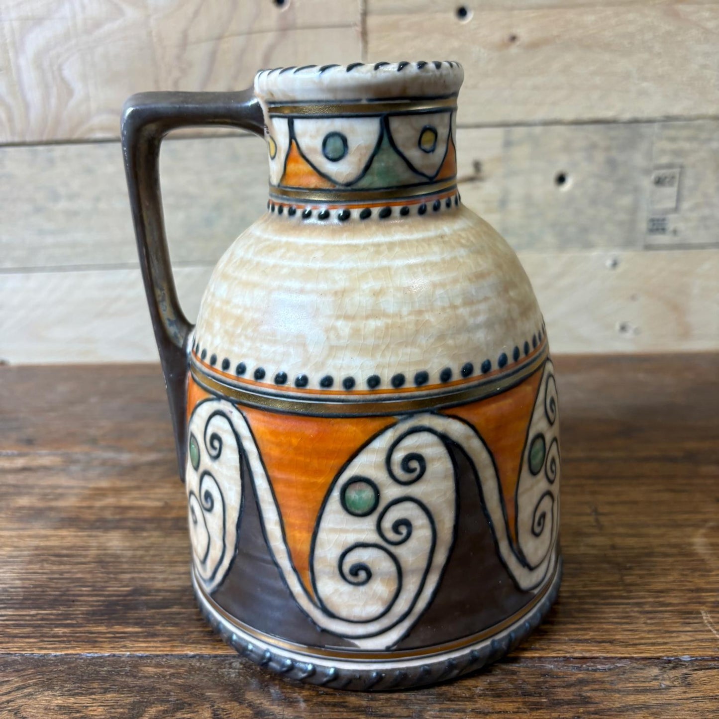 Charlotte Rhead for Crown Ducal Tube‑Lined Handled Vase, Pattern 4926