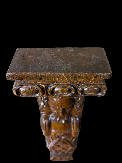 Set of 18th-Century Carved Oak Herm Mounts and Corbels