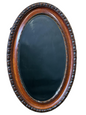 Edwardian Oval Bevelled Wall Mirror with Rope‑Carved Oak Frame