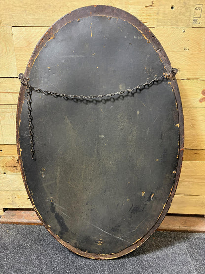 Edwardian Oval Bevelled Wall Mirror with Rope‑Carved Oak Frame