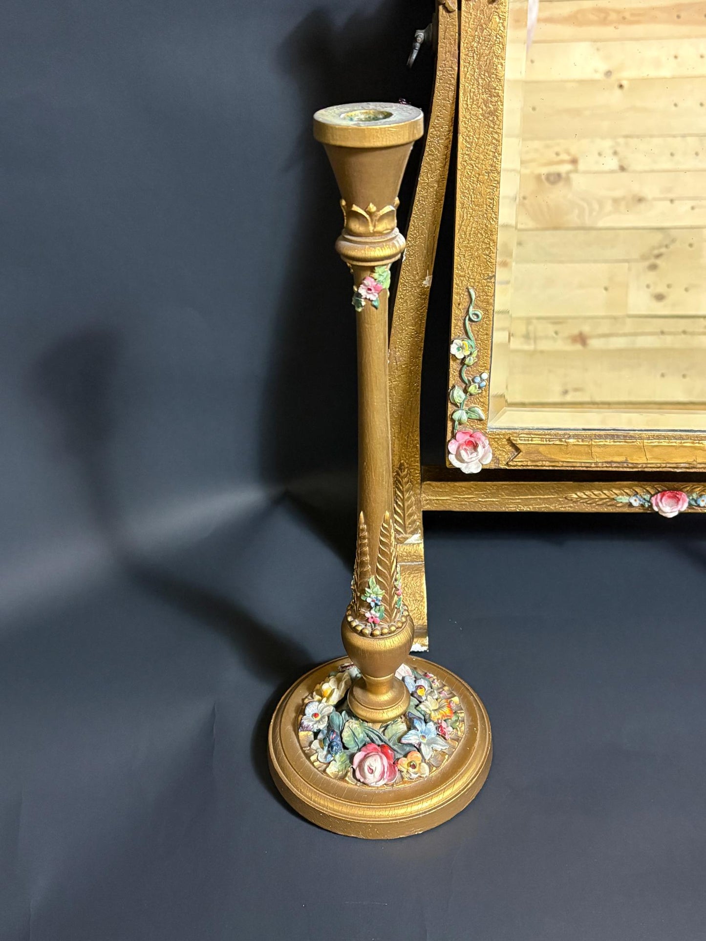 1930s Barbola Swing Mirror & Candlesticks