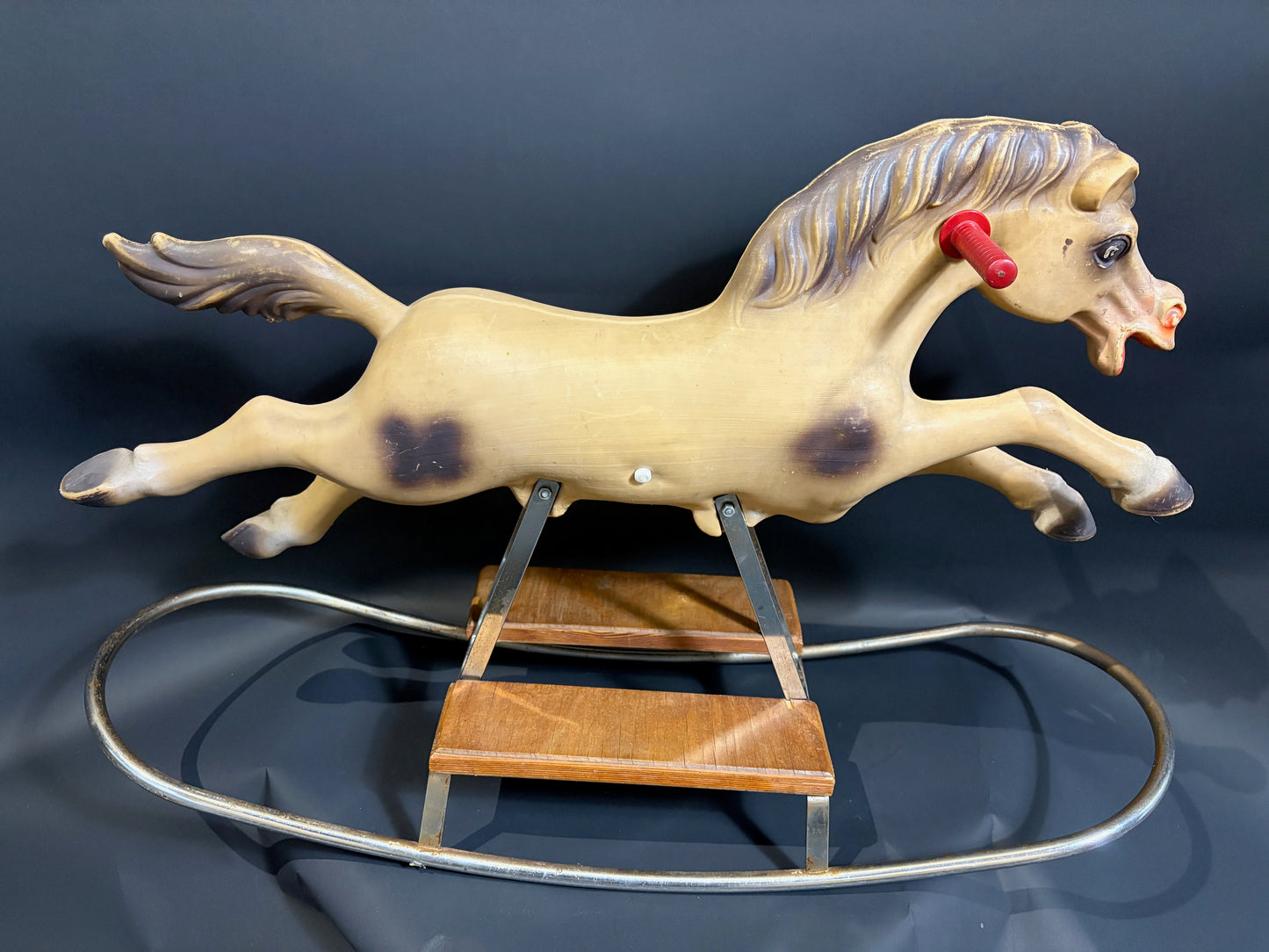 Mid‑Century Plastic Rocking Horse on Tubular Steel Base, c.1955–65