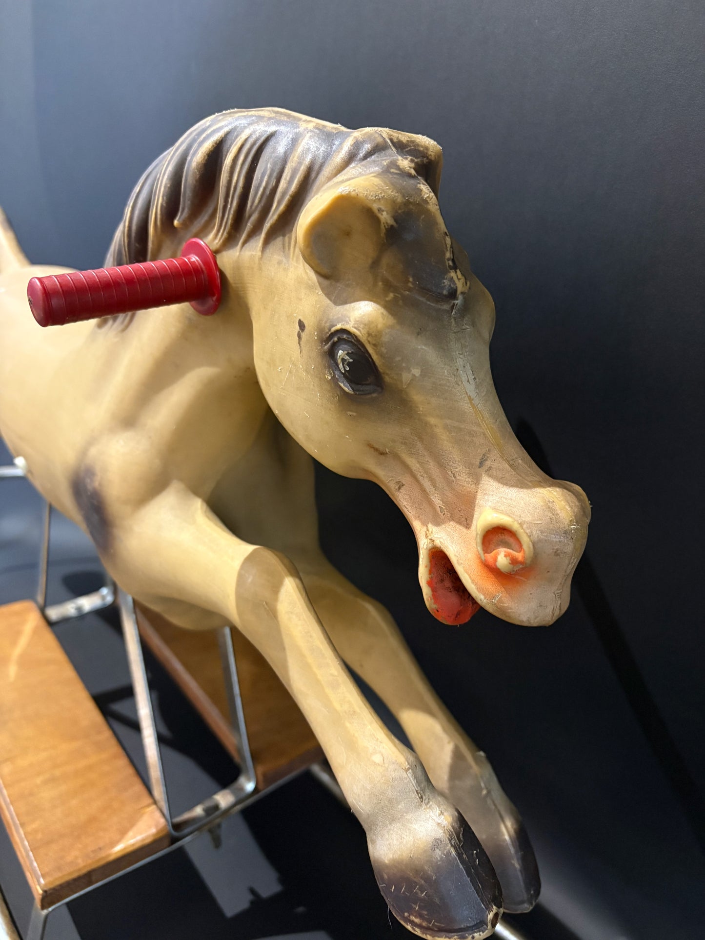 Mid‑Century Plastic Rocking Horse on Tubular Steel Base, c.1955–65