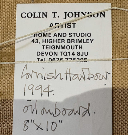 Colin T Johnson, Oil on Board, Cornish Harbour Scene '94