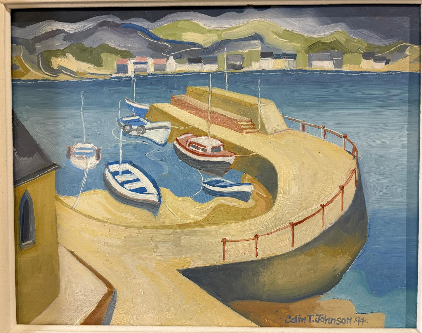 Colin T Johnson, Oil on Board, Cornish Harbour Scene '94