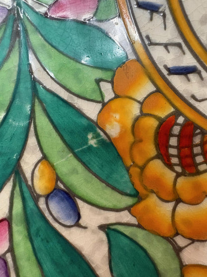 Charlotte Rhead for Crown Ducal “Persian Rose” Tube‑Lined Charger, c.1925–1929, 36 cm