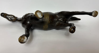Vintage Indian Patinated Bronze Stallion, 38cm – Hand‑Cast Equestrian Sculpture