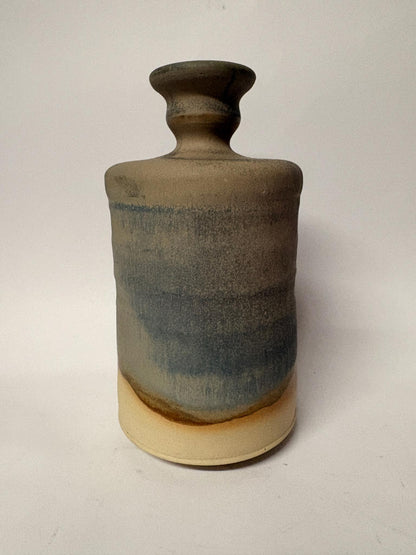 Studio Pottery Stoneware Vase – Grey & Sand Ombré Glaze - Signed