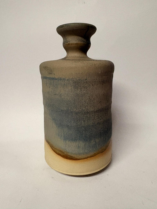 Studio Pottery Stoneware Vase – Grey & Sand Ombré Glaze - Signed